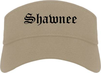 Shawnee Kansas KS Old English Mens Visor Cap Hat Khaki