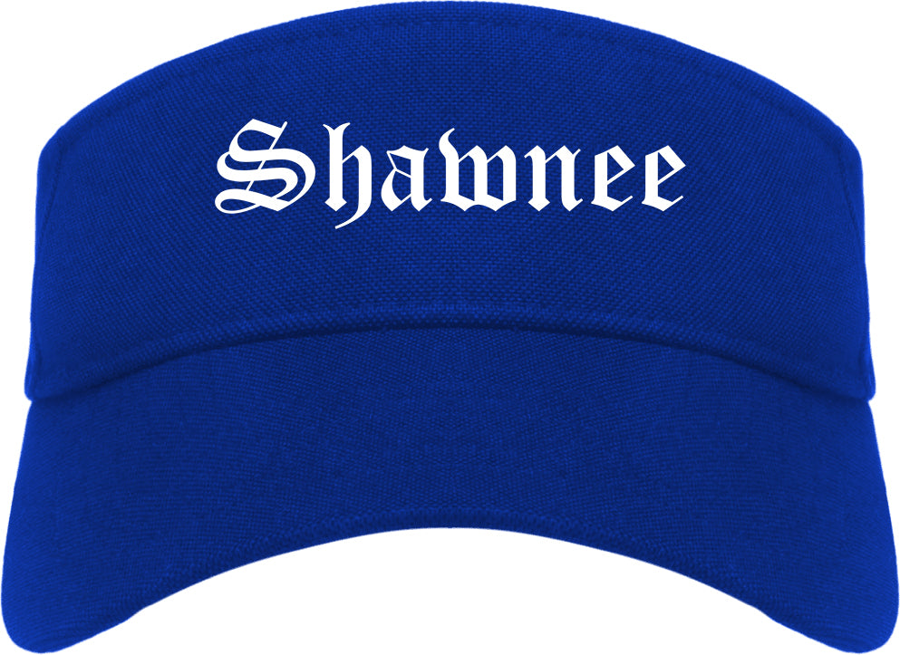 Shawnee Kansas KS Old English Mens Visor Cap Hat Royal Blue