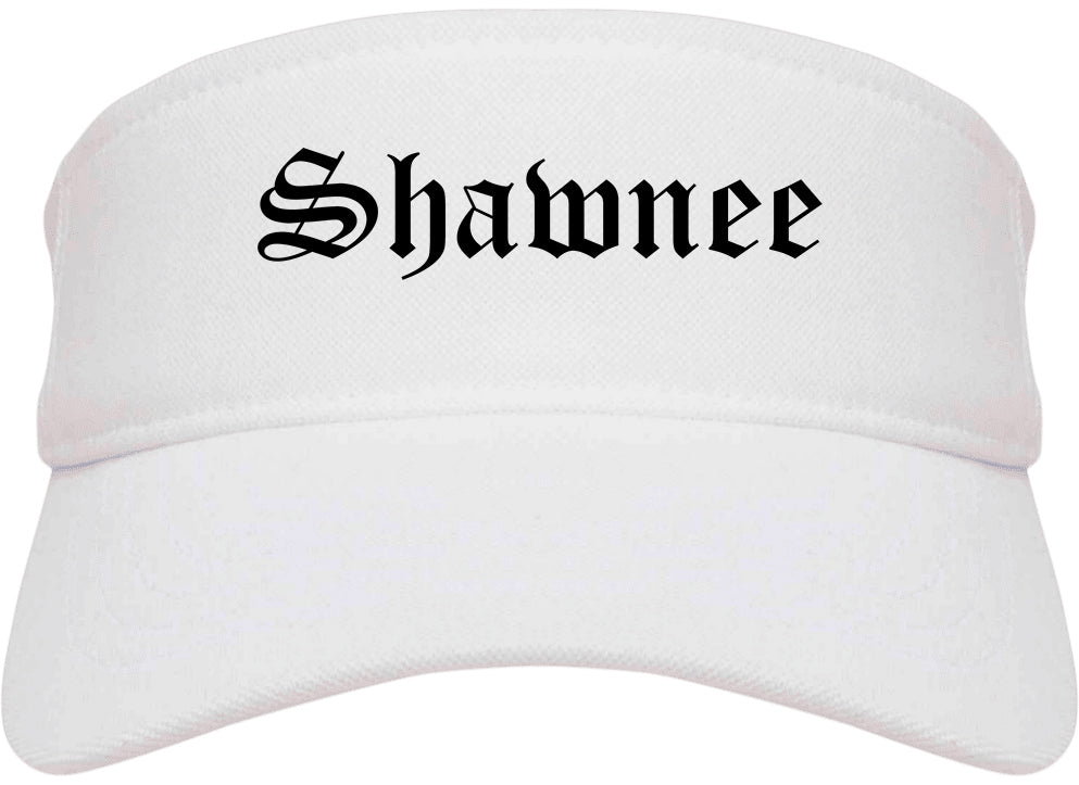 Shawnee Kansas KS Old English Mens Visor Cap Hat White