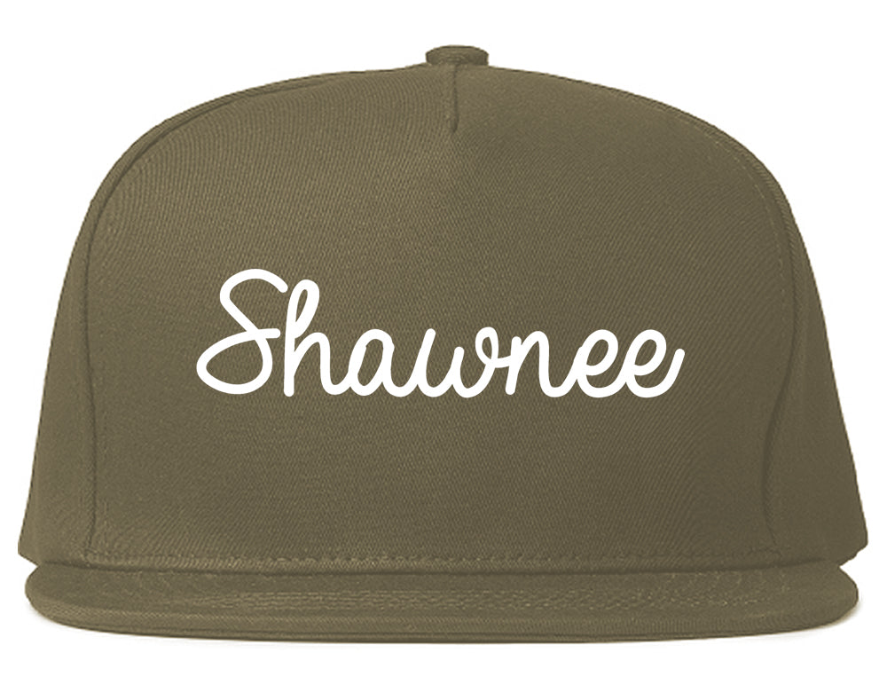 Shawnee Oklahoma OK Script Mens Snapback Hat Grey