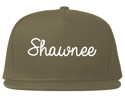 Shawnee Oklahoma OK Script Mens Snapback Hat Grey