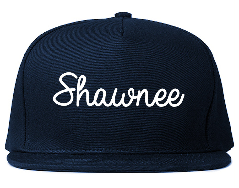Shawnee Oklahoma OK Script Mens Snapback Hat Navy Blue