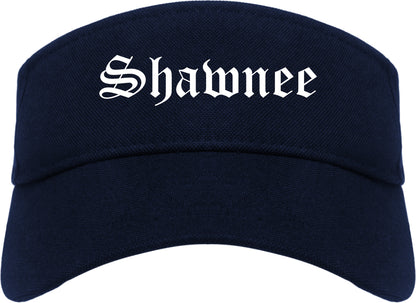Shawnee Oklahoma OK Old English Mens Visor Cap Hat Navy Blue