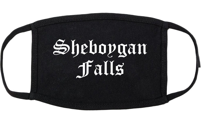 Sheboygan Falls Wisconsin WI Old English Cotton Face Mask Black