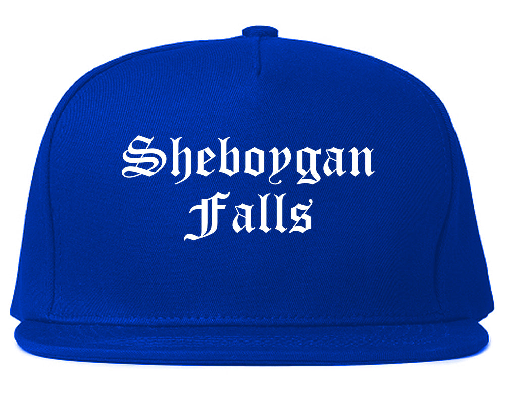 Sheboygan Falls Wisconsin WI Old English Mens Snapback Hat Royal Blue