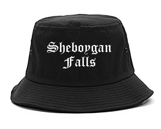 Sheboygan Falls Wisconsin WI Old English Mens Bucket Hat Black