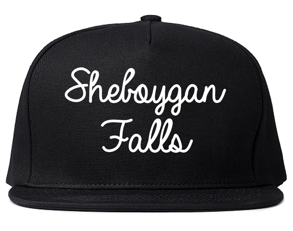 Sheboygan Falls Wisconsin WI Script Mens Snapback Hat Black