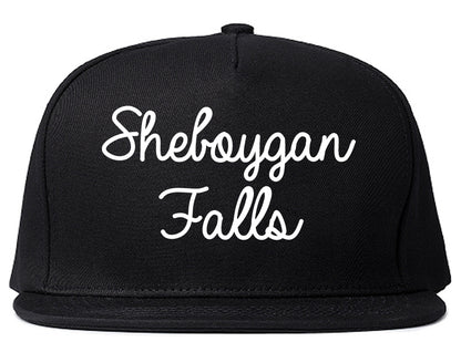 Sheboygan Falls Wisconsin WI Script Mens Snapback Hat Black