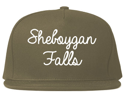 Sheboygan Falls Wisconsin WI Script Mens Snapback Hat Grey