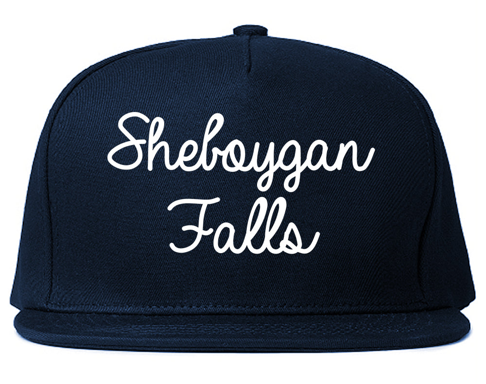 Sheboygan Falls Wisconsin WI Script Mens Snapback Hat Navy Blue