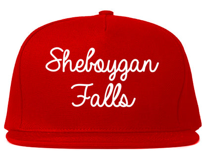 Sheboygan Falls Wisconsin WI Script Mens Snapback Hat Red