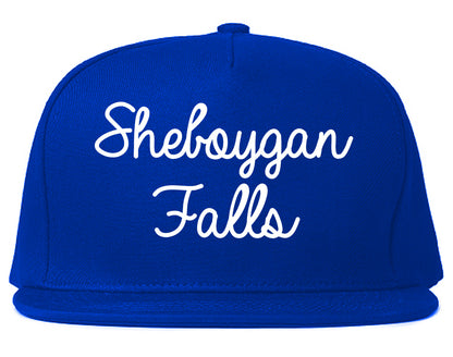Sheboygan Falls Wisconsin WI Script Mens Snapback Hat Royal Blue
