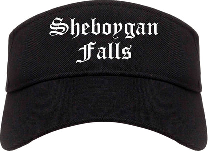 Sheboygan Falls Wisconsin WI Old English Mens Visor Cap Hat Black