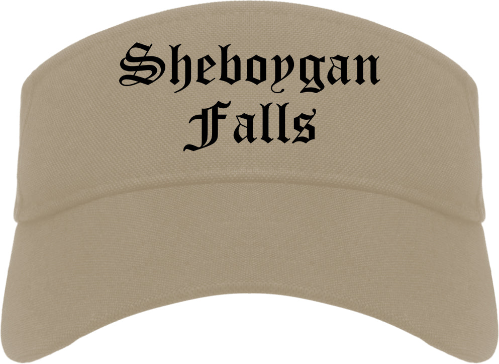 Sheboygan Falls Wisconsin WI Old English Mens Visor Cap Hat Khaki