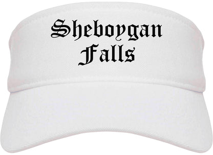 Sheboygan Falls Wisconsin WI Old English Mens Visor Cap Hat White