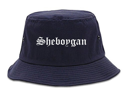 Sheboygan Wisconsin WI Old English Mens Bucket Hat Navy Blue