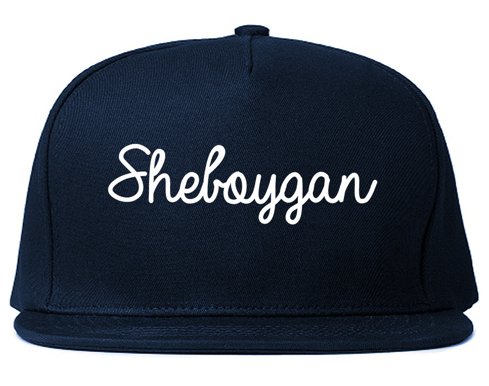 Sheboygan Wisconsin WI Script Mens Snapback Hat Navy Blue