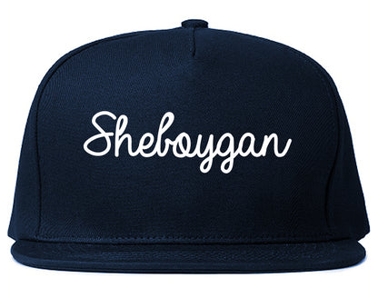 Sheboygan Wisconsin WI Script Mens Snapback Hat Navy Blue