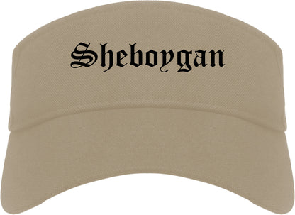 Sheboygan Wisconsin WI Old English Mens Visor Cap Hat Khaki