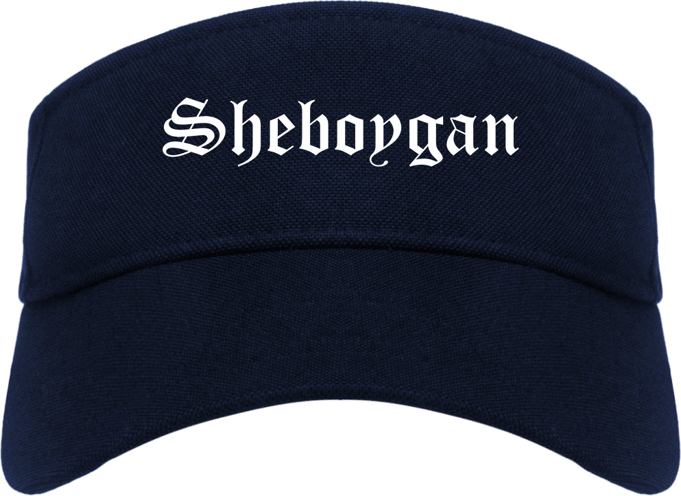 Sheboygan Wisconsin WI Old English Mens Visor Cap Hat Navy Blue
