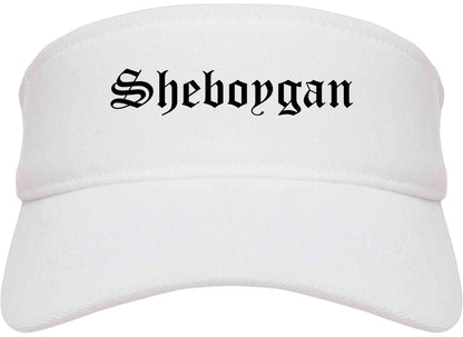 Sheboygan Wisconsin WI Old English Mens Visor Cap Hat White