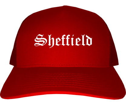 Sheffield Alabama AL Old English Mens Trucker Hat Cap Red