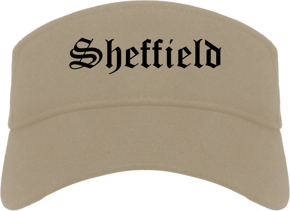Sheffield Alabama AL Old English Mens Visor Cap Hat Khaki