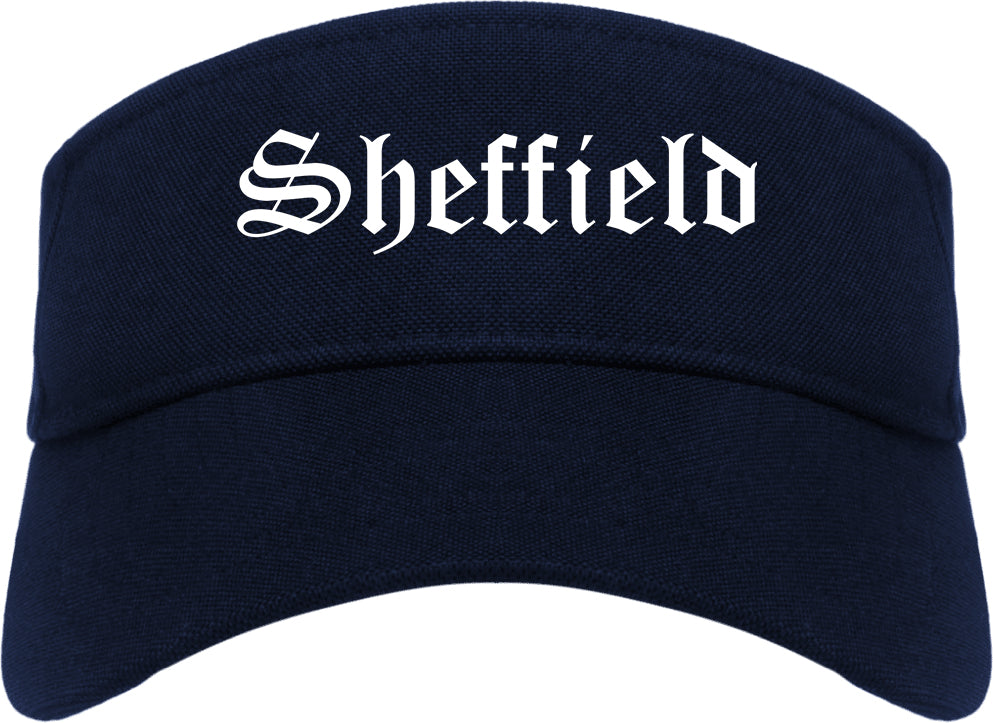 Sheffield Alabama AL Old English Mens Visor Cap Hat Navy Blue