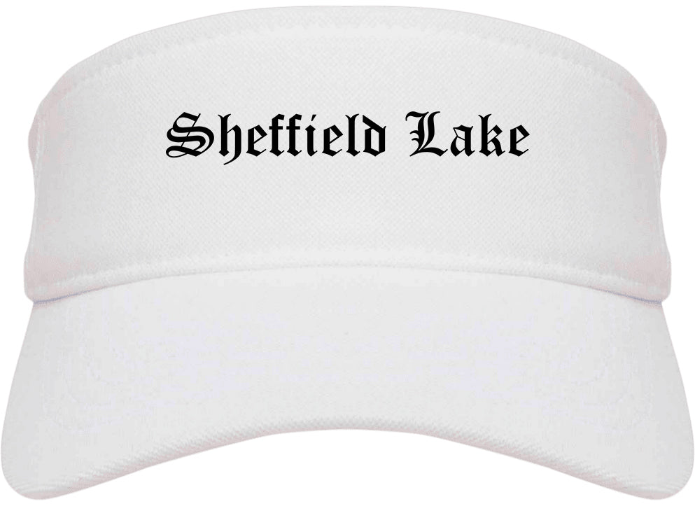 Sheffield Lake Ohio OH Old English Mens Visor Cap Hat White