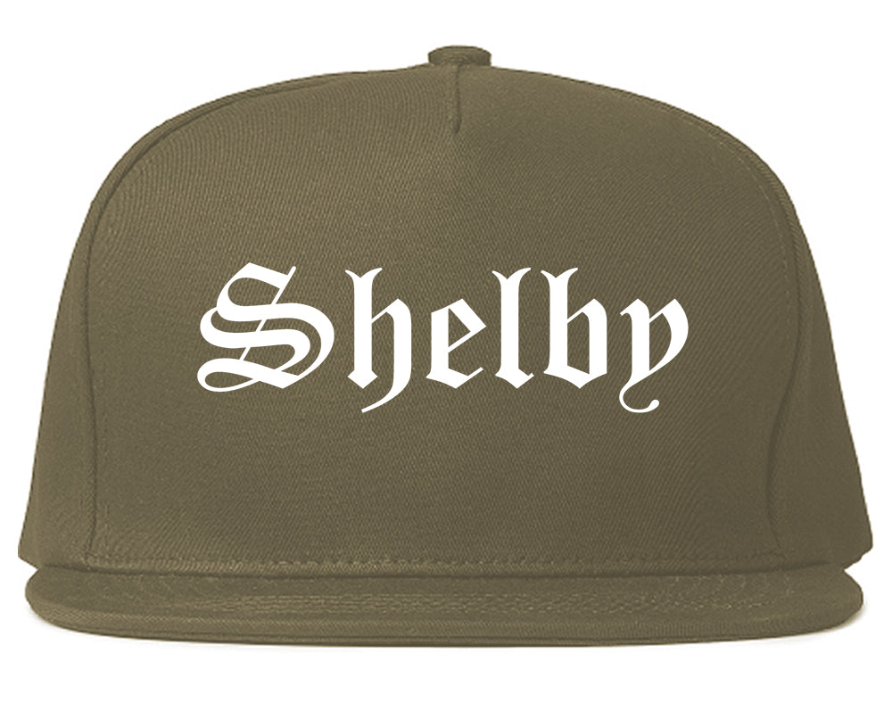 Shelby North Carolina NC Old English Mens Snapback Hat Grey