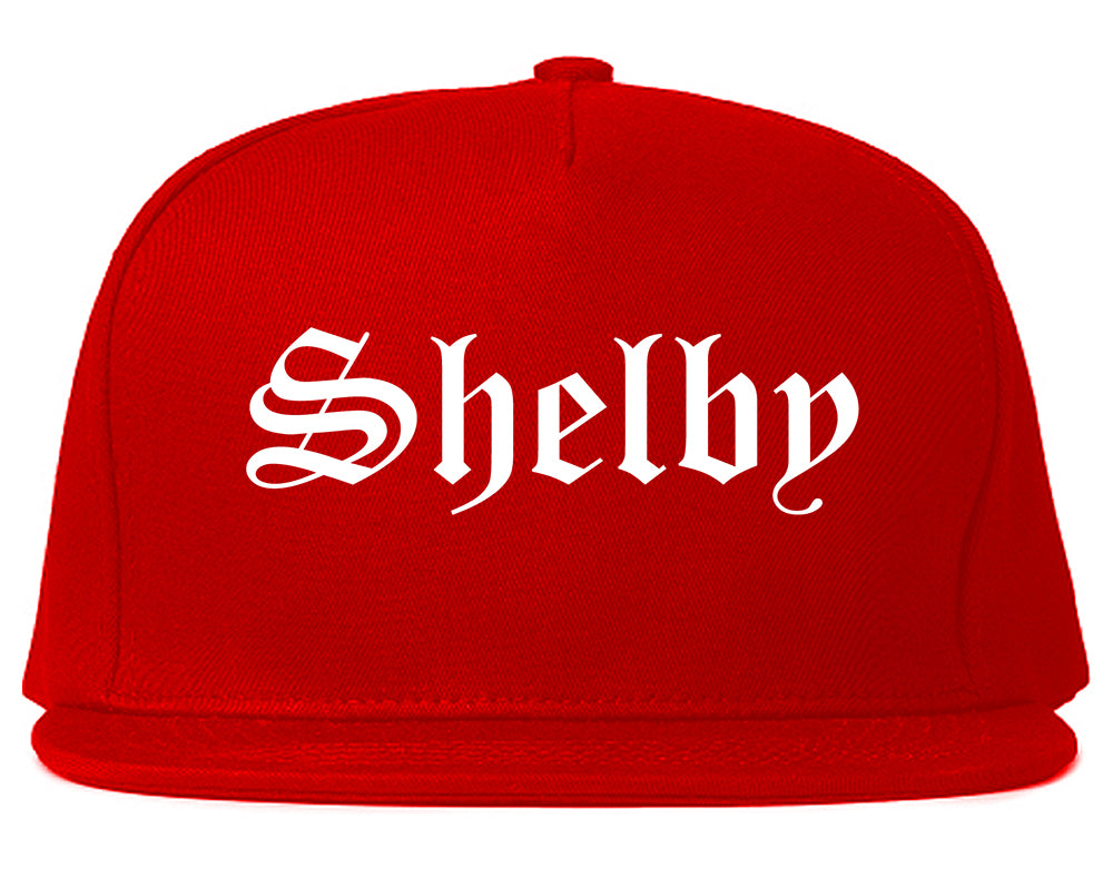 Shelby North Carolina NC Old English Mens Snapback Hat Red