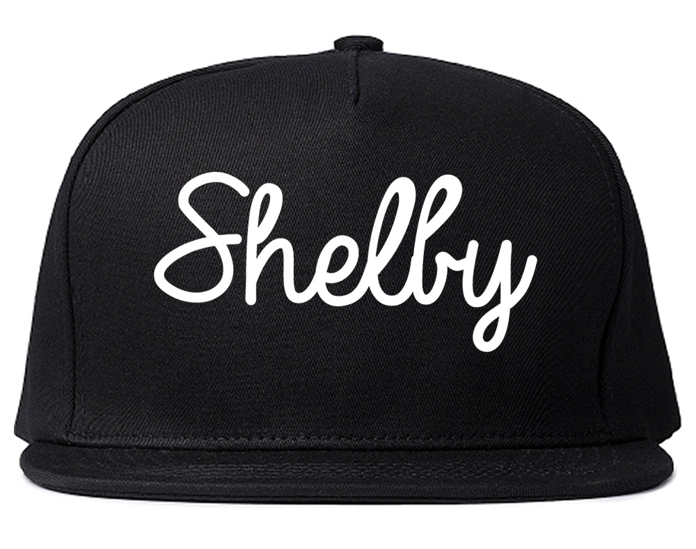Shelby North Carolina NC Script Mens Snapback Hat Black