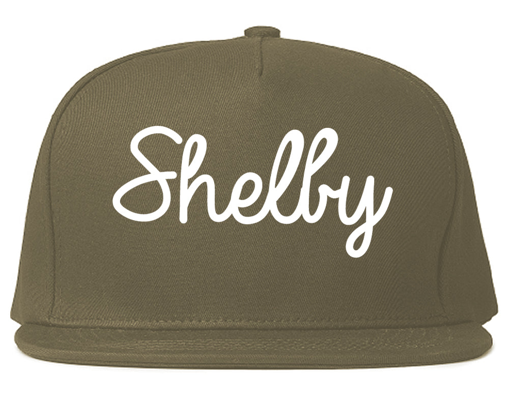 Shelby North Carolina NC Script Mens Snapback Hat Grey