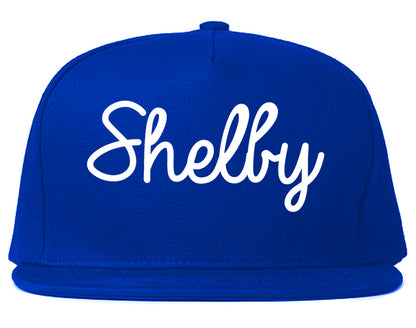 Shelby North Carolina NC Script Mens Snapback Hat Royal Blue