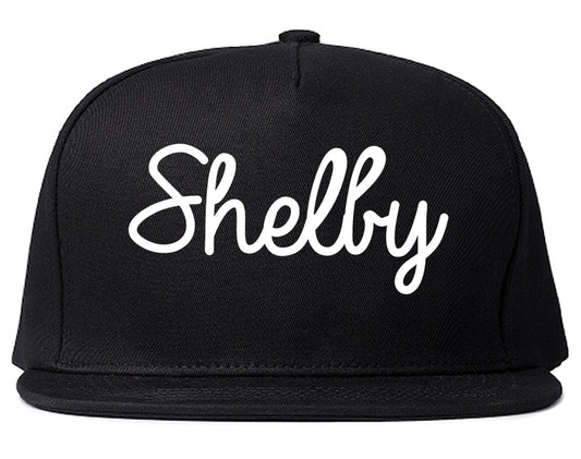 Shelby Ohio OH Script Mens Snapback Hat Black
