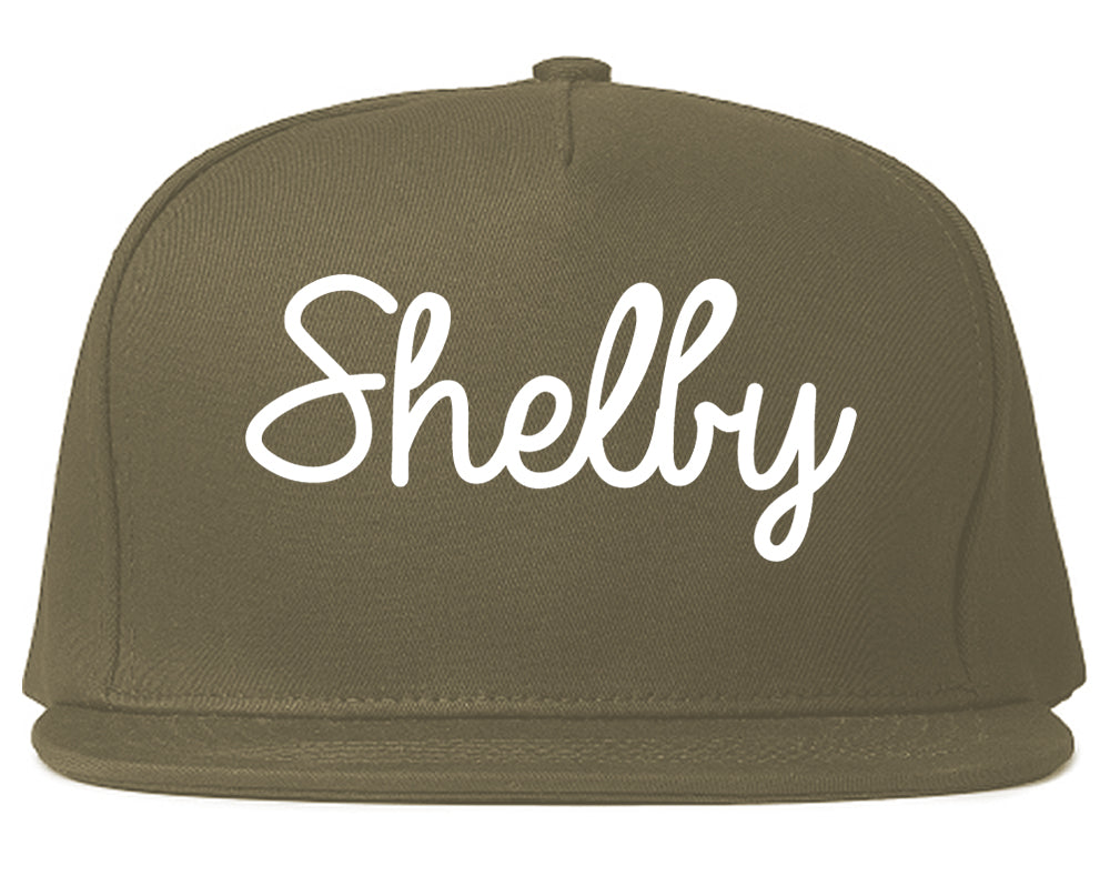 Shelby Ohio OH Script Mens Snapback Hat Grey