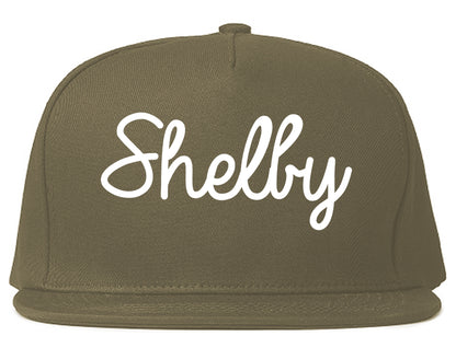 Shelby Ohio OH Script Mens Snapback Hat Grey