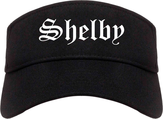 Shelby Ohio OH Old English Mens Visor Cap Hat Black