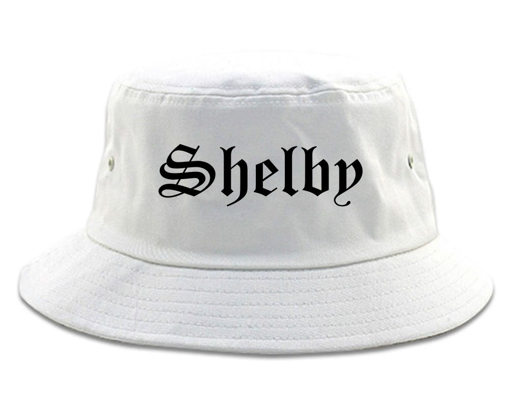 Shelby Ohio OH Old English Mens Bucket Hat White