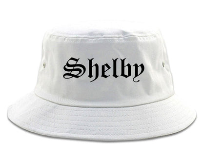 Shelby Ohio OH Old English Mens Bucket Hat White