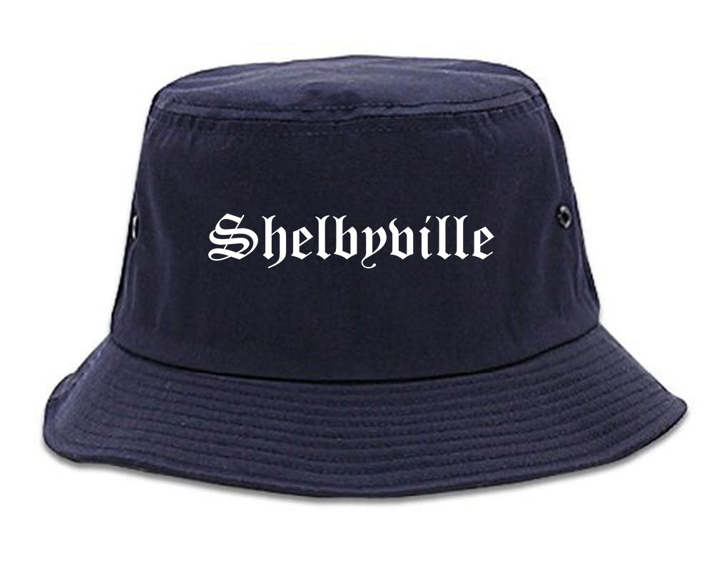 Shelbyville Illinois IL Old English Mens Bucket Hat Navy Blue