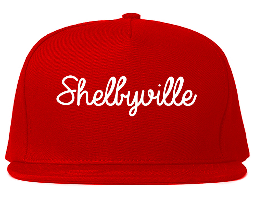 Shelbyville Indiana IN Script Mens Snapback Hat Red