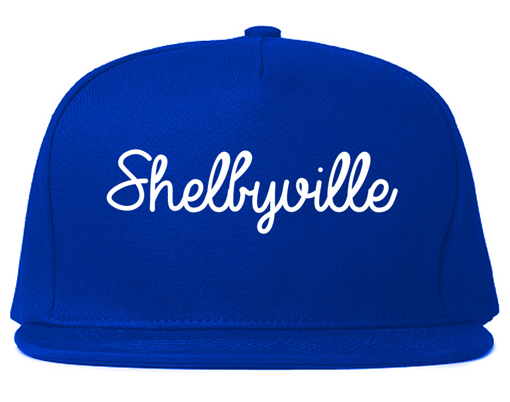 Shelbyville Indiana IN Script Mens Snapback Hat Royal Blue