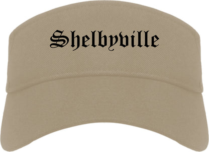 Shelbyville Indiana IN Old English Mens Visor Cap Hat Khaki