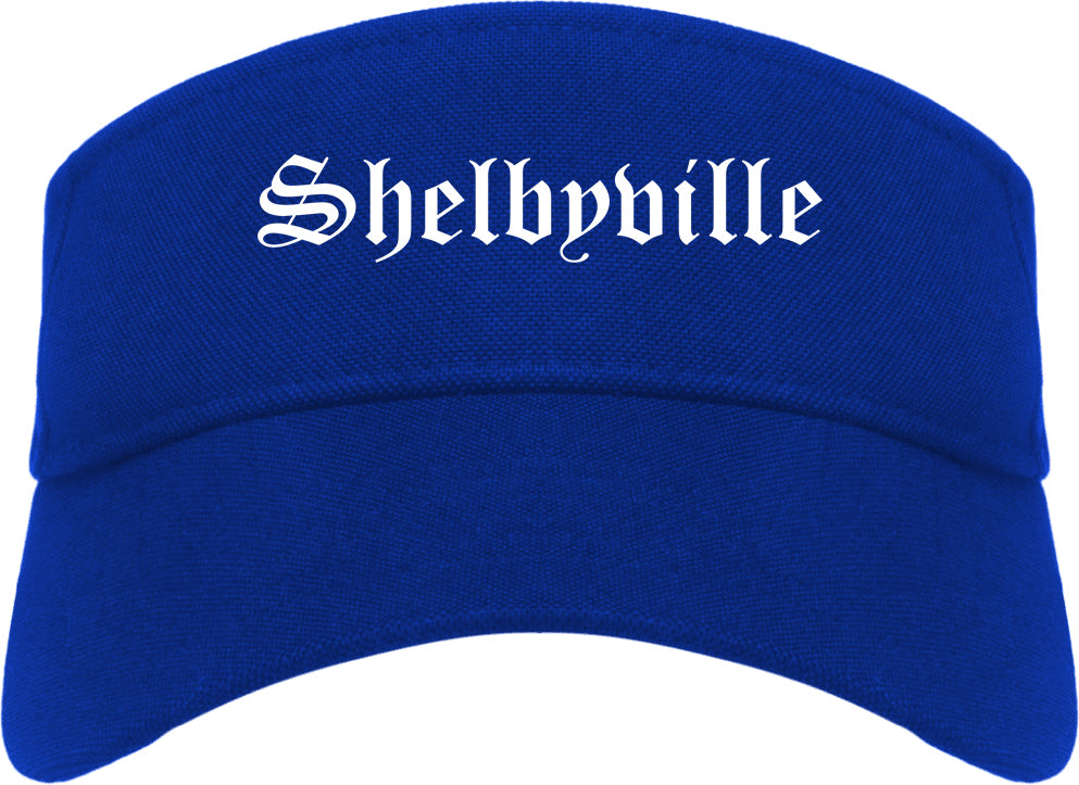 Shelbyville Indiana IN Old English Mens Visor Cap Hat Royal Blue
