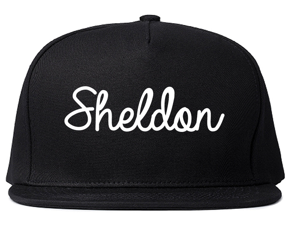 Sheldon Iowa IA Script Mens Snapback Hat Black