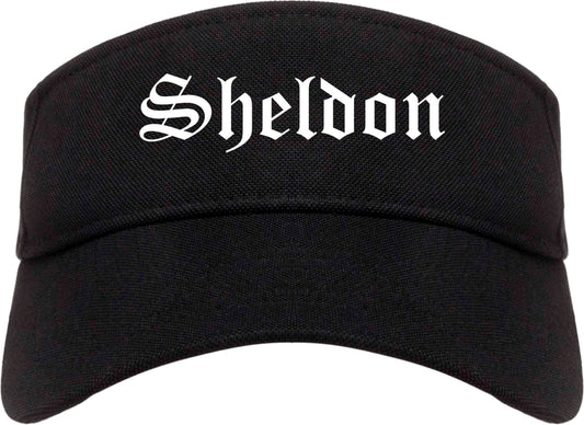 Sheldon Iowa IA Old English Mens Visor Cap Hat Black