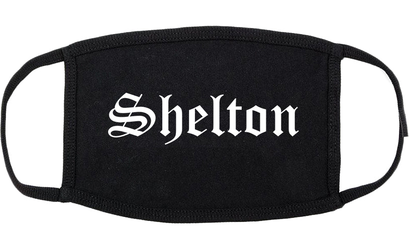 Shelton Connecticut CT Old English Cotton Face Mask Black