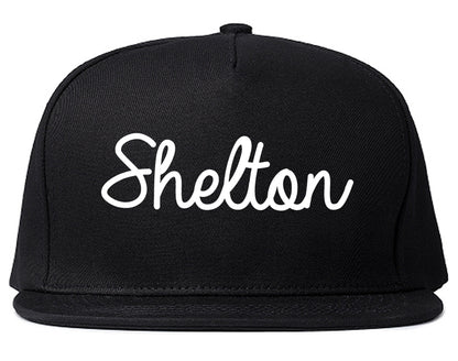Shelton Connecticut CT Script Mens Snapback Hat Black
