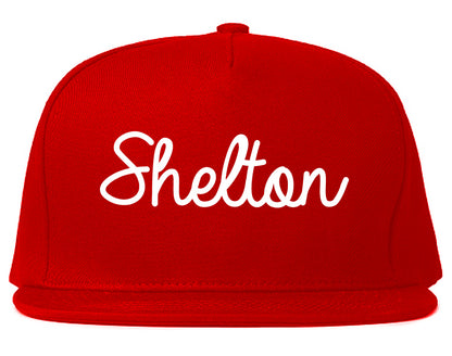 Shelton Connecticut CT Script Mens Snapback Hat Red